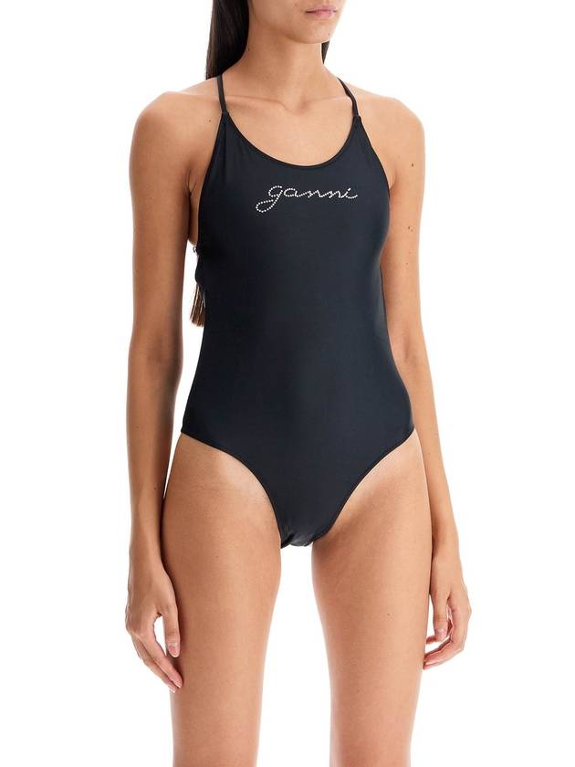 Tie String One-Piece Swimsuit Black - GANNI - BALAAN 3