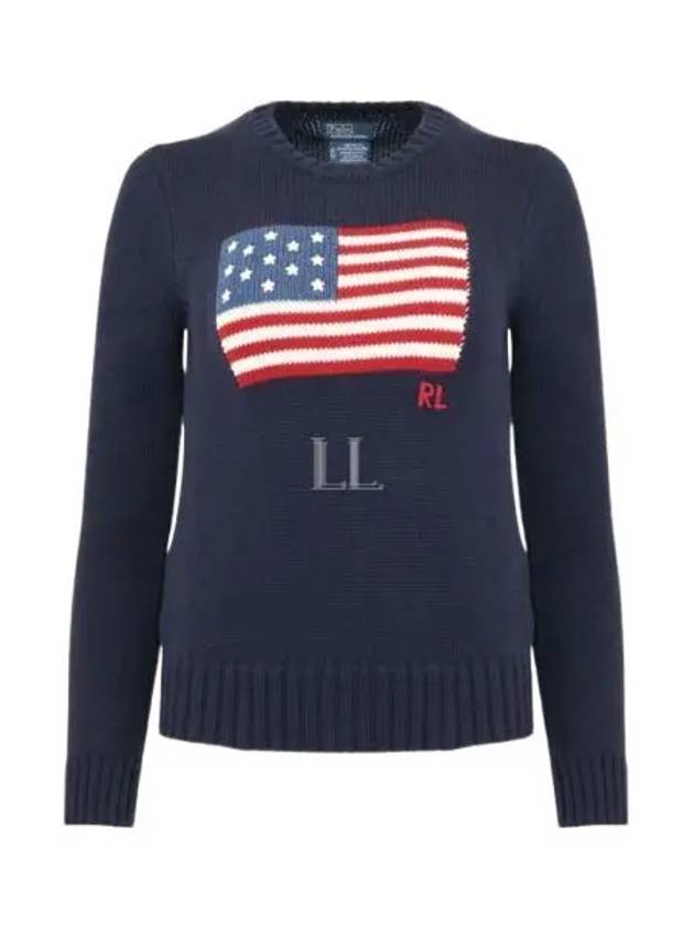 Flag Cotton Crew Neck Knit Top Navy - POLO RALPH LAUREN - BALAAN 2