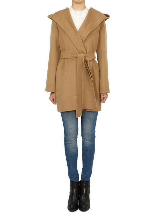 Vidim Hooded Virgin Wool Single Coat Light Brown - MAX MARA - BALAAN 2