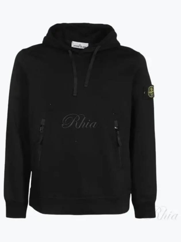 Cotton Waffen Patch Hoodie Black - STONE ISLAND - BALAAN 2