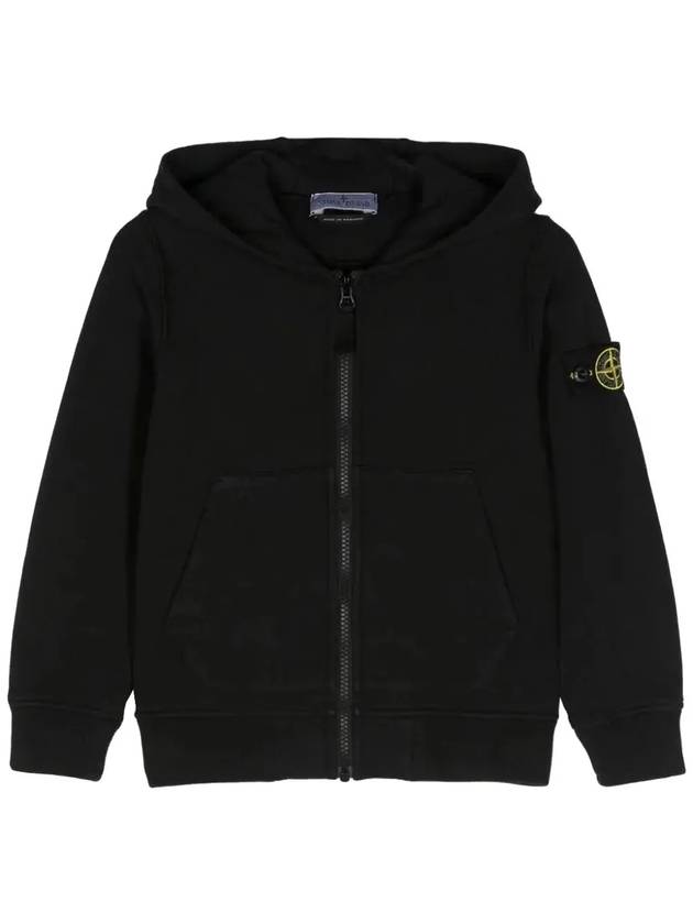 Kids Wappen Patch Zip-Up Hoodie Black - STONE ISLAND - BALAAN 3