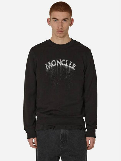 Logo Print Faded Effect Sweatshirt Black - MONCLER - BALAAN 2