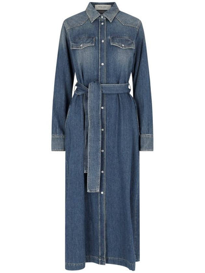 Women's Denim Shirt Long Dress Blue - GOLDEN GOOSE - BALAAN 2