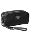 Re-Nylon Brushed Leather Pouch Black - PRADA - BALAAN 2