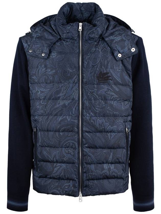 Etro Down Jacket With Blue Paisley Print - ETRO - BALAAN 1