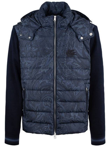 Etro Down Jacket With Blue Paisley Print - ETRO - BALAAN 1