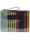 Striped Glossy Grip Clutch Bag - MARNI - BALAAN.