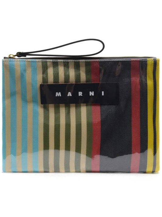 Striped Glossy Grip Clutch Bag - MARNI - BALAAN 2