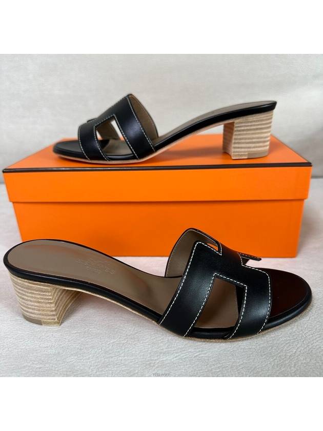 Oasis black sandal slippers - HERMES - BALAAN 5