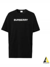 Logo Print Cotton Oversized Short Sleeve T-Shirt Black - BURBERRY - BALAAN 2