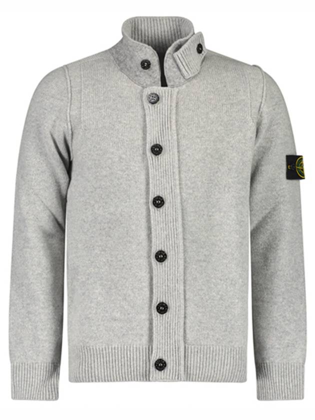 Lambswool Knit Cardigan Grey Melange - STONE ISLAND - BALAAN 2