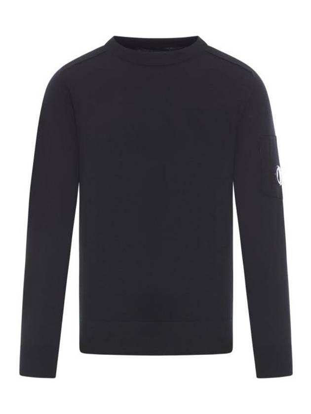 Extra Fine Merino Wool Crew Neck Knit Top Black - CP COMPANY - BALAAN 1