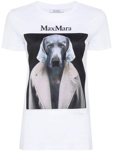 Cypria Print Cotton Short Sleeve T-Shirt White - MAX MARA - BALAAN 1