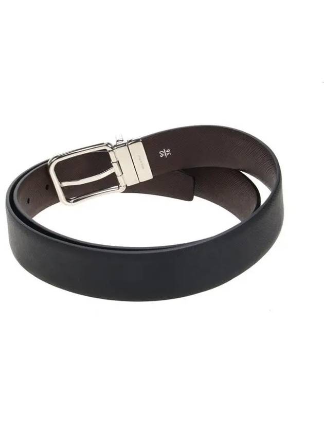 Reversible Leather Belt Brown Black - PRADA - BALAAN.