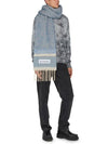 Logo Patch Fringe Muffler Denim Blue - ACNE STUDIOS - BALAAN 7