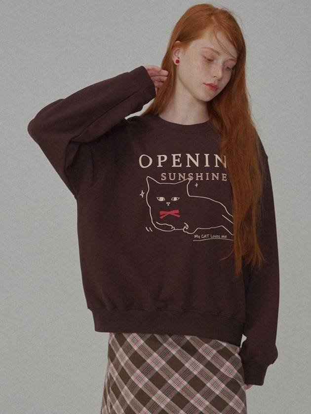 Kitten Printed Sweat Shirts Brown - OPENING SUNSHINE - BALAAN 3