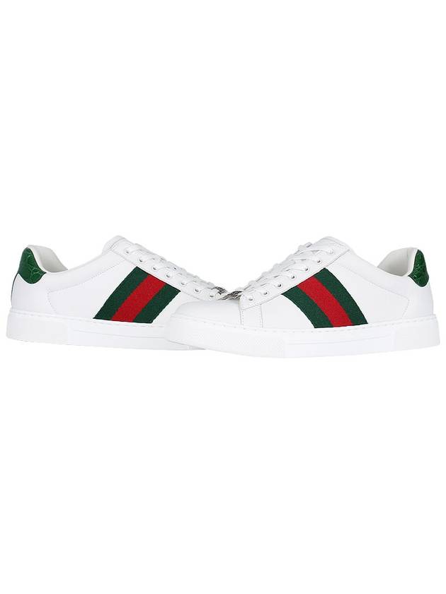 Ace Web Leather Low Top Sneakers White - GUCCI - BALAAN 3