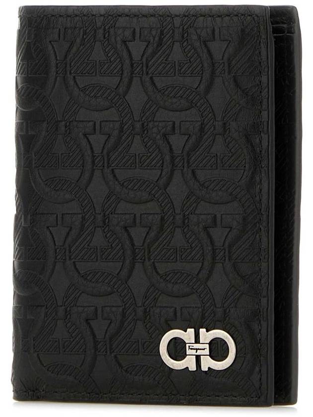 Travel Embossed Half Wallet Black - SALVATORE FERRAGAMO - BALAAN 3