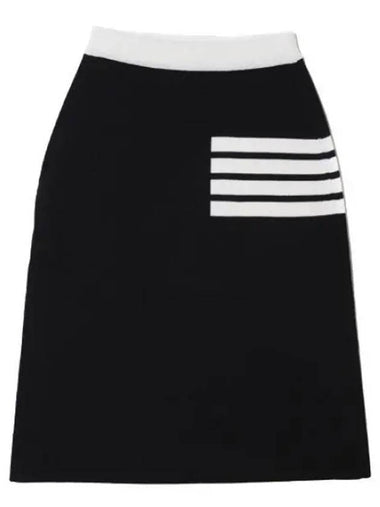 Diagonal Stripe Double Face Merino Wool Line Skirt - THOM BROWNE - BALAAN 1