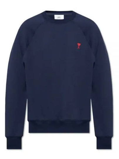 Heart Logo Organic Cotton Sweatshirt Navy - AMI - BALAAN 2