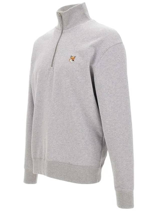 Fox Head Patch Half Zipper Sweatshirt Light Grey Melange - MAISON KITSUNE - BALAAN 5