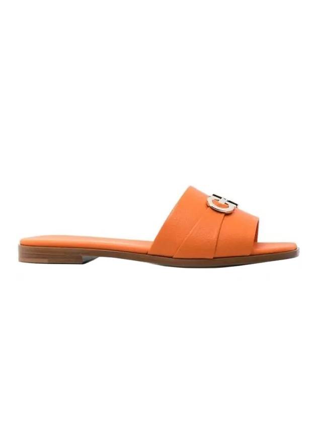 Gancini Leather Slippers Orange - SALVATORE FERRAGAMO - BALAAN 1