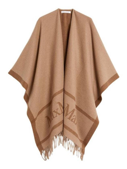 Hilde Jacquard Logo Wool Cape Camel - MAX MARA - BALAAN 1