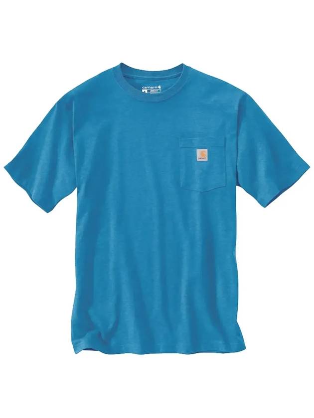 Pocket short sleeve t shirt marine blue header K87 H72 - CARHARTT - BALAAN 3