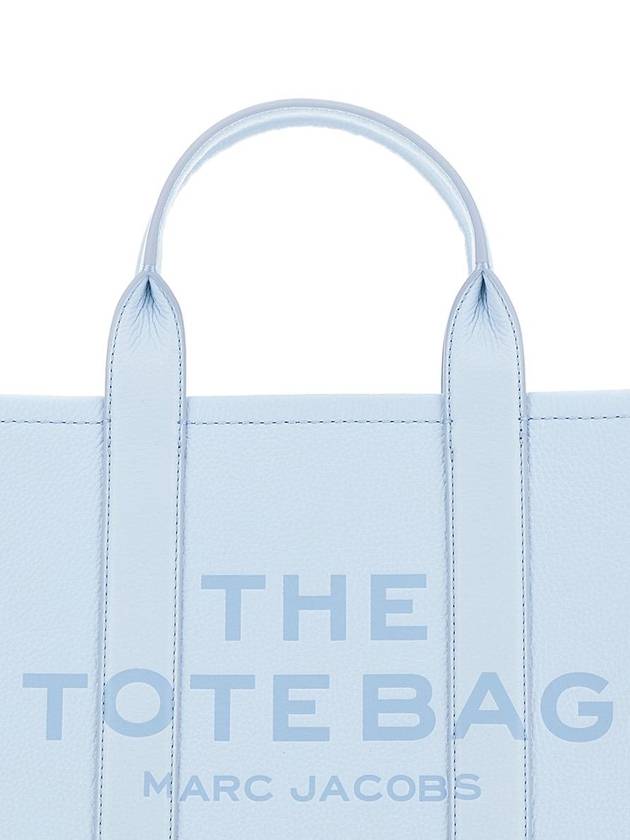 'The Medium Tote Bag' Light Blue Handbag With Logo On The Frontin Hammered Leather Woman - MARC JACOBS - BALAAN 3