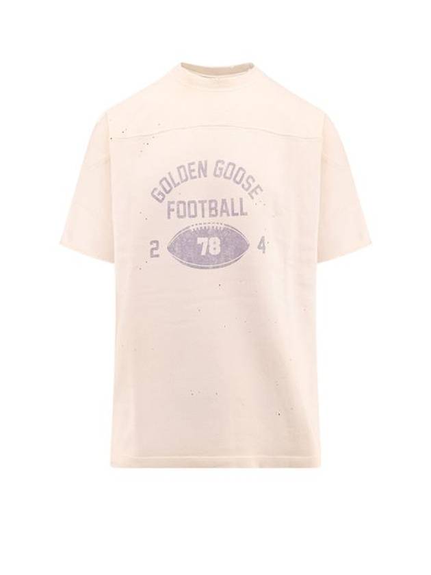 Raw Edge On The Front Cotton Short Sleeve T-Shirt Aged White - GOLDEN GOOSE - BALAAN 1