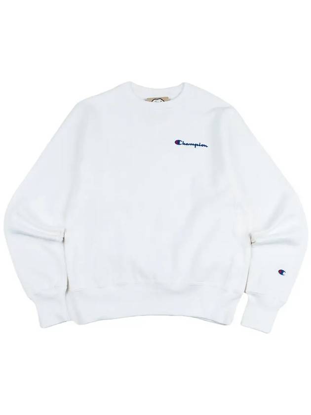 Reverse Weave Embroidered Script Men s Crew Neck White GF70 Y06819 WHC - CHAMPION - BALAAN 2