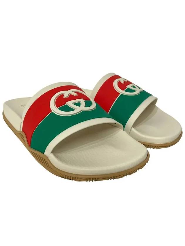 655461 JFA00 Interlocking Rubber Slippers Multi Ivory - GUCCI - BALAAN 1