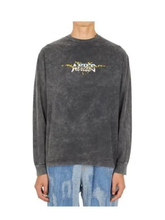 Aries Chrome Desert Long Sleeve T Shirt Charcoal FTAR60026 - ARIES - BALAAN 1