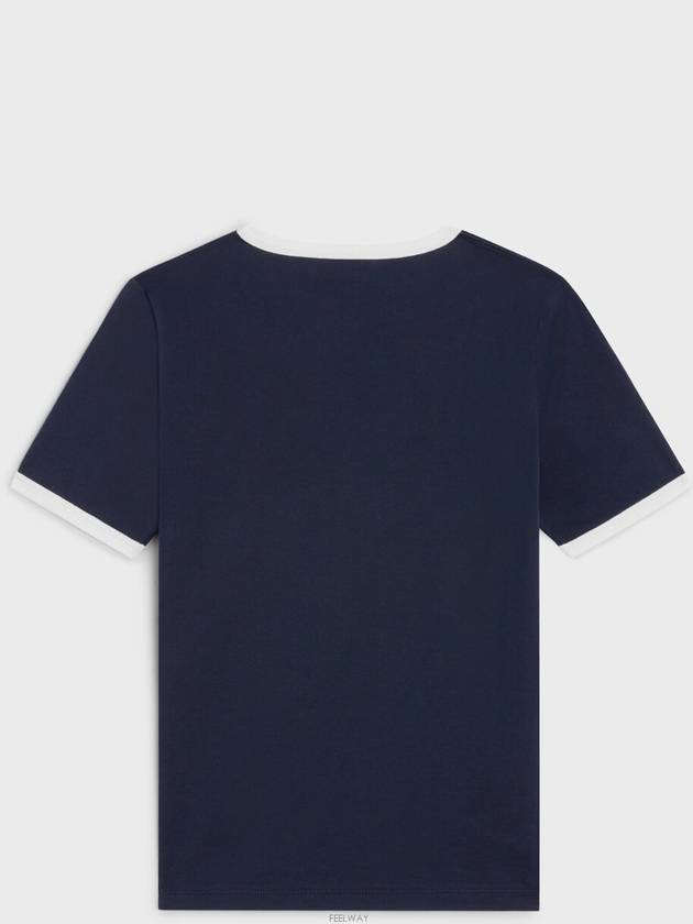 Flocking Logo Cotton Short Sleeve T-Shirt Navy - CELINE - BALAAN 3