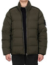 Logo Patch High Neck Padding Jacket Green - STONE ISLAND - BALAAN 4