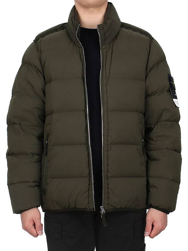 Logo Patch High Neck Padding Jacket Green - STONE ISLAND - BALAAN 4