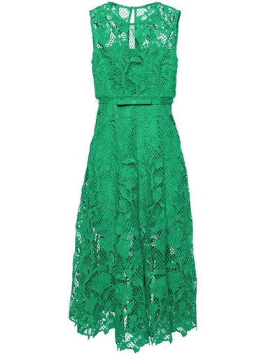 Self-Portrait Green Lace Sleeveless Midi Dress Clothing - SELF PORTRAIT - BALAAN 1