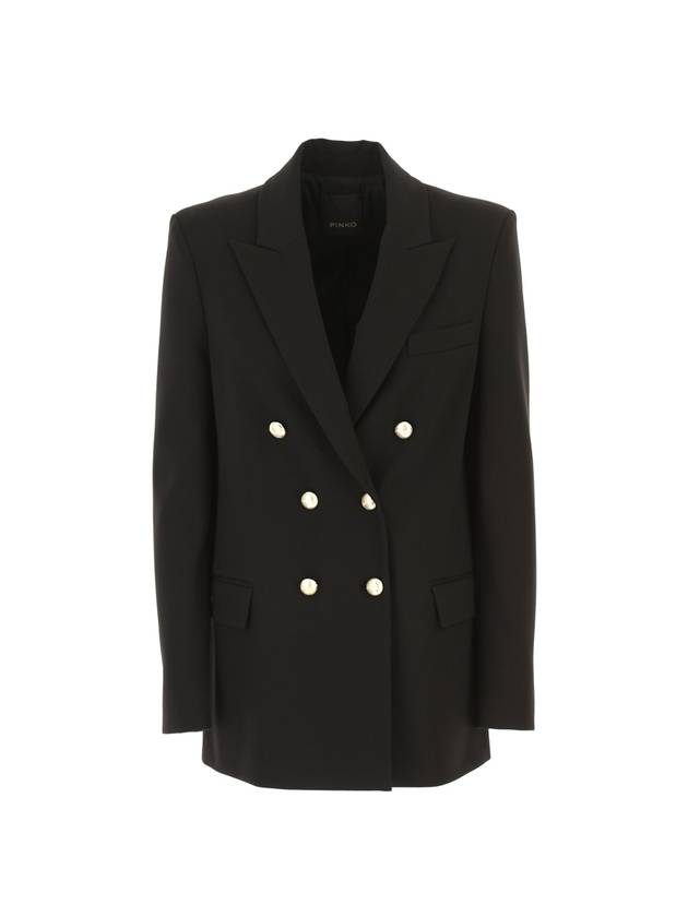 Women's Double Breasted Pocket Jacket Black - PINKO - BALAAN 1