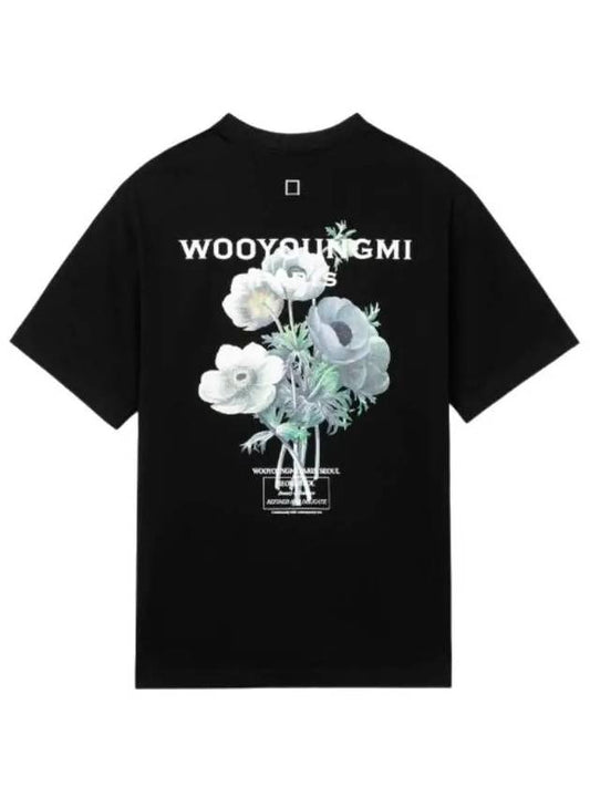 Flower Print Back Logo Short Sleeve T-Shirt Black - WOOYOUNGMI - BALAAN 2