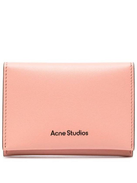 Folded Leather Card Wallet Pink - ACNE STUDIOS - BALAAN 1