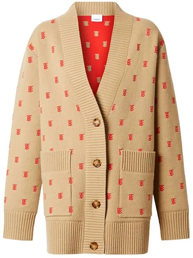 Monogram Wool Cashmere Oversized Cardigan Archive Beige - BURBERRY - BALAAN 2