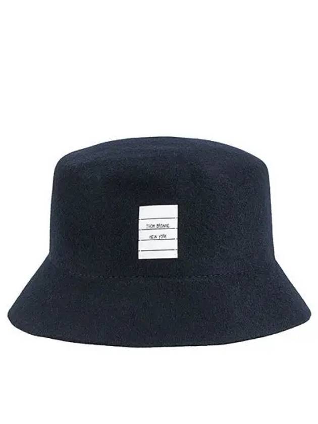 Logo Patch Wool Bucket Hat Navy - THOM BROWNE - BALAAN 2