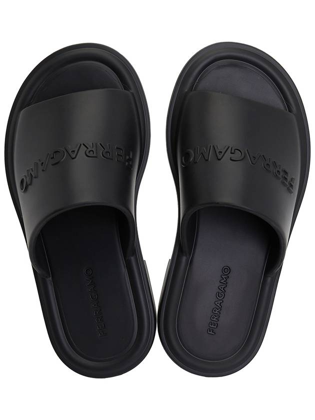 3D Logo Flat Slippers Black - SALVATORE FERRAGAMO - BALAAN 3