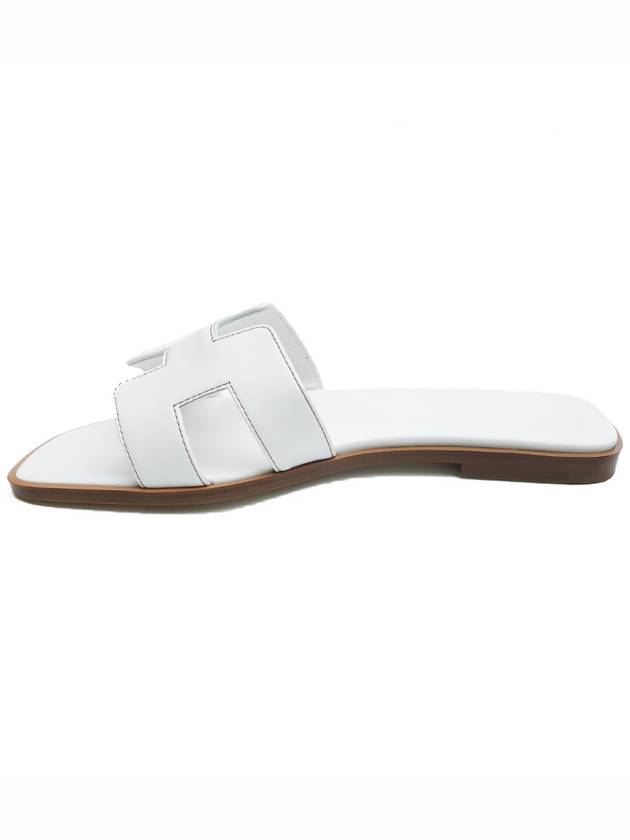 Oran Calfskin Slippers Blanc - HERMES - BALAAN 4