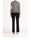 Sustainable Fine Merino Wool 4-Bar Relaxed Fit V-Neck Cardigan Light Grey - THOM BROWNE - BALAAN 5