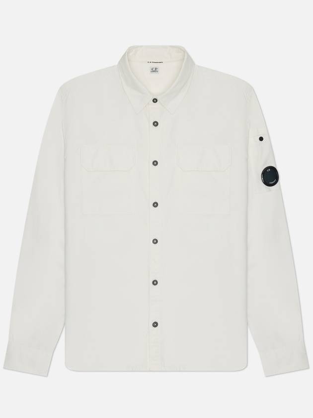 Organic Gabardine Buttoned Lens Long Slevee Shirt White - CP COMPANY - BALAAN 2