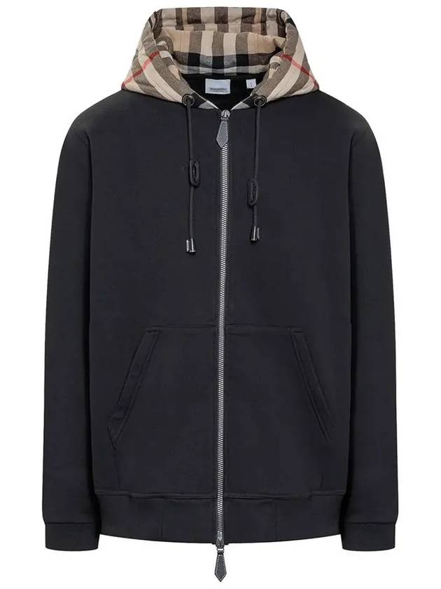 Check Hood Cotton Zip Up Hoodie Black Archive Beige - BURBERRY - BALAAN 2