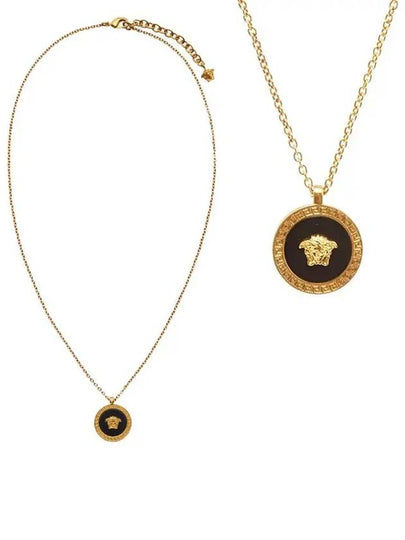 Enamel Medusa Pendant Necklace Black Gold - VERSACE - BALAAN 2