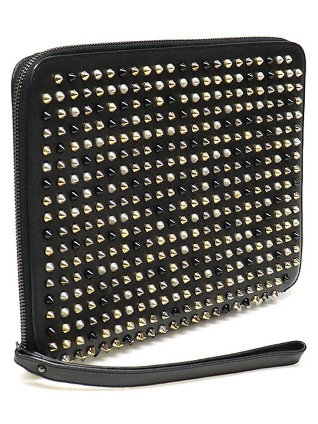 3135043 Black Calfskin Spike iPad CRIS Clutch - CHRISTIAN LOUBOUTIN - BALAAN 3