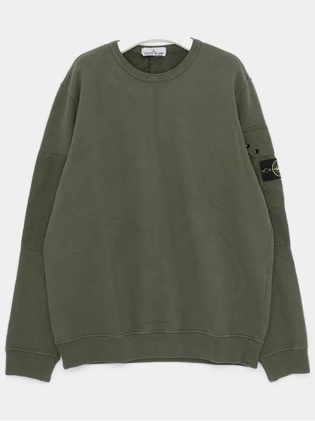 Brushed Organic Cotton Fleece Sweatshirt Green - STONE ISLAND - BALAAN 3